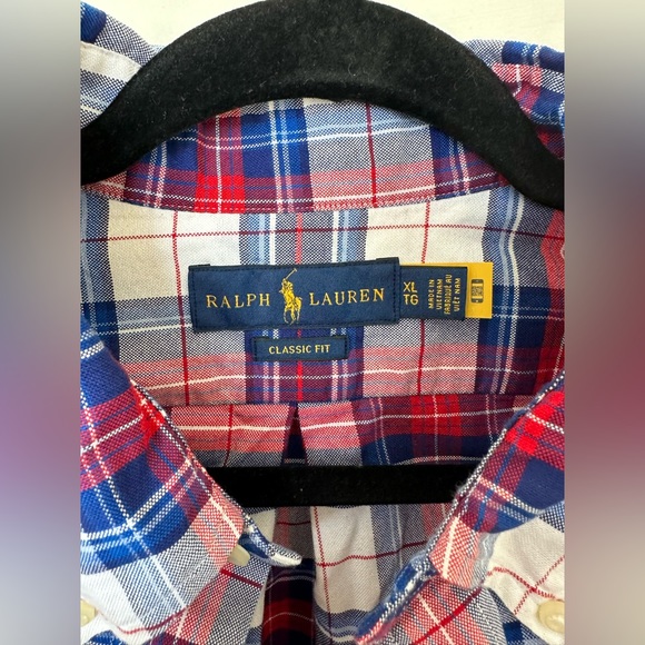 Men’s Ralph Lauren XL Classic Fit Button Up Plaid Short Sleeved Shirt - Picture 4 of 8